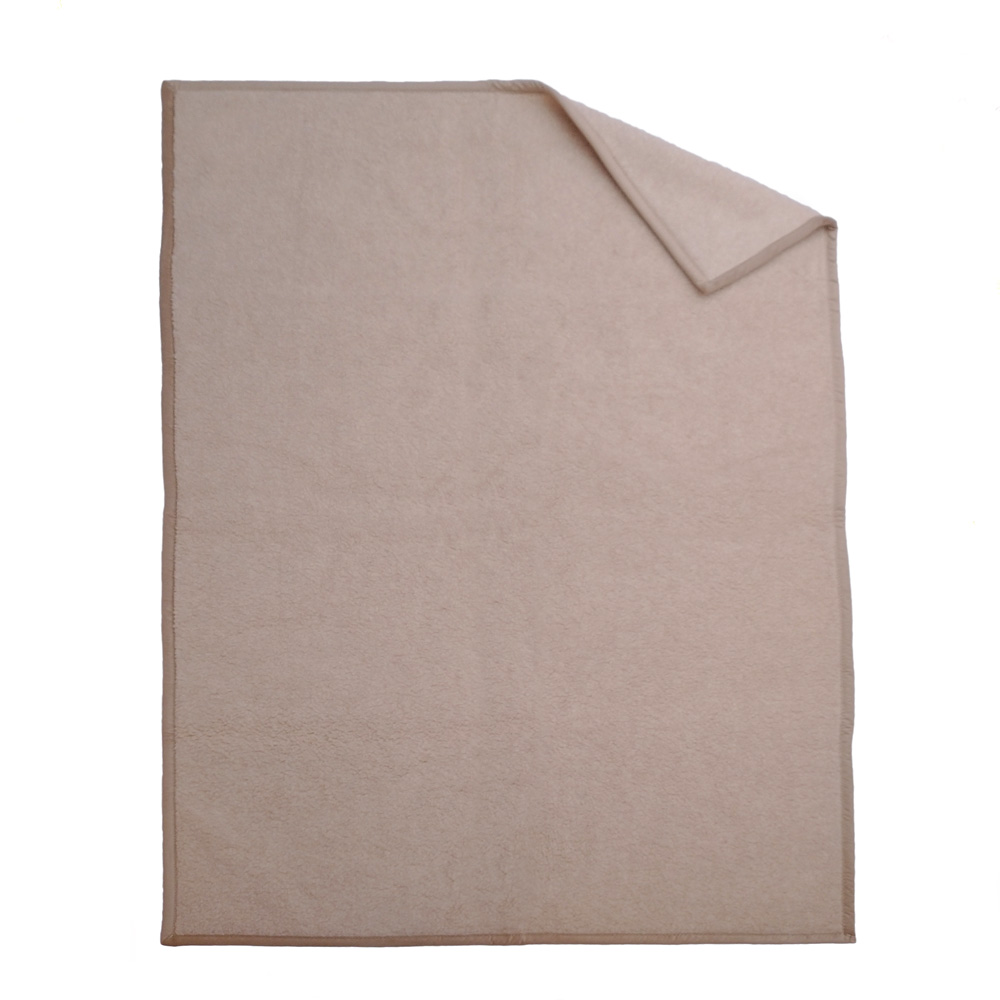 Hellbraune Merino-Wolldecke mit Velourseinfassung