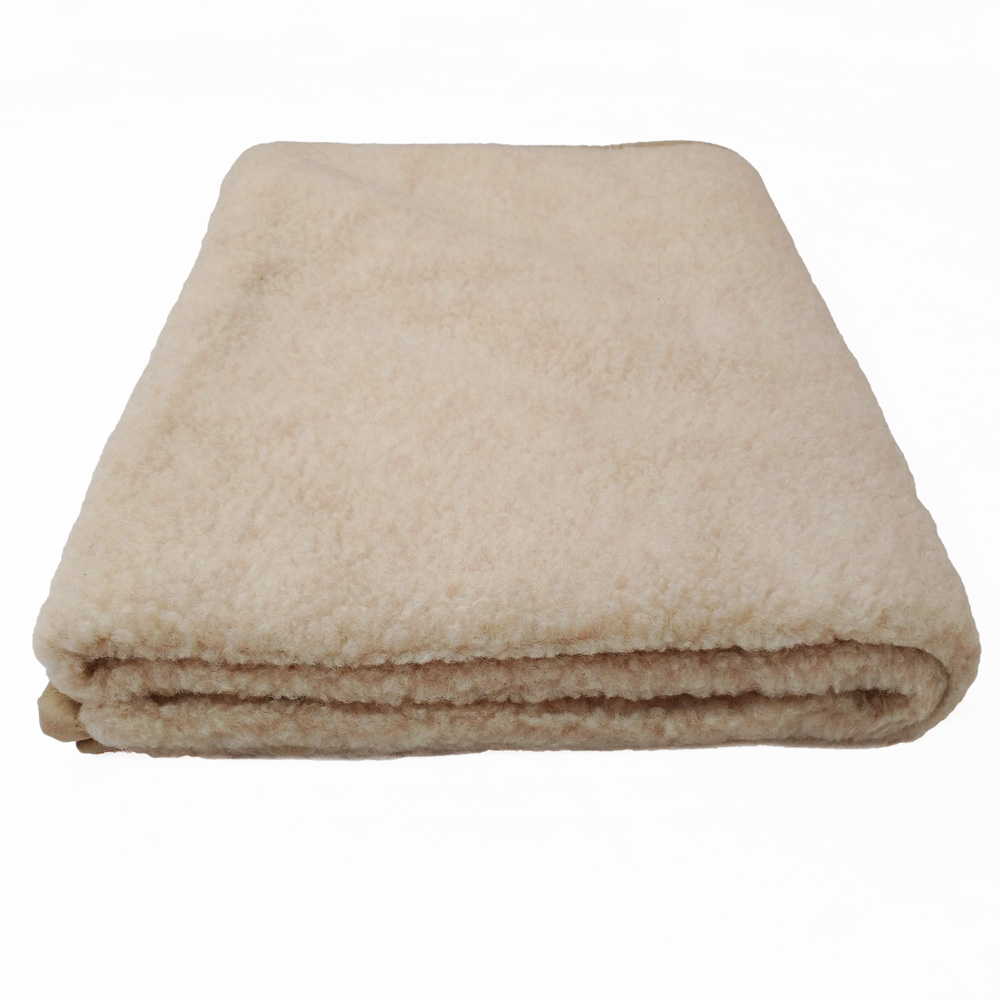 Hellbraune Merino-Wolldecke mit Velourseinfassung