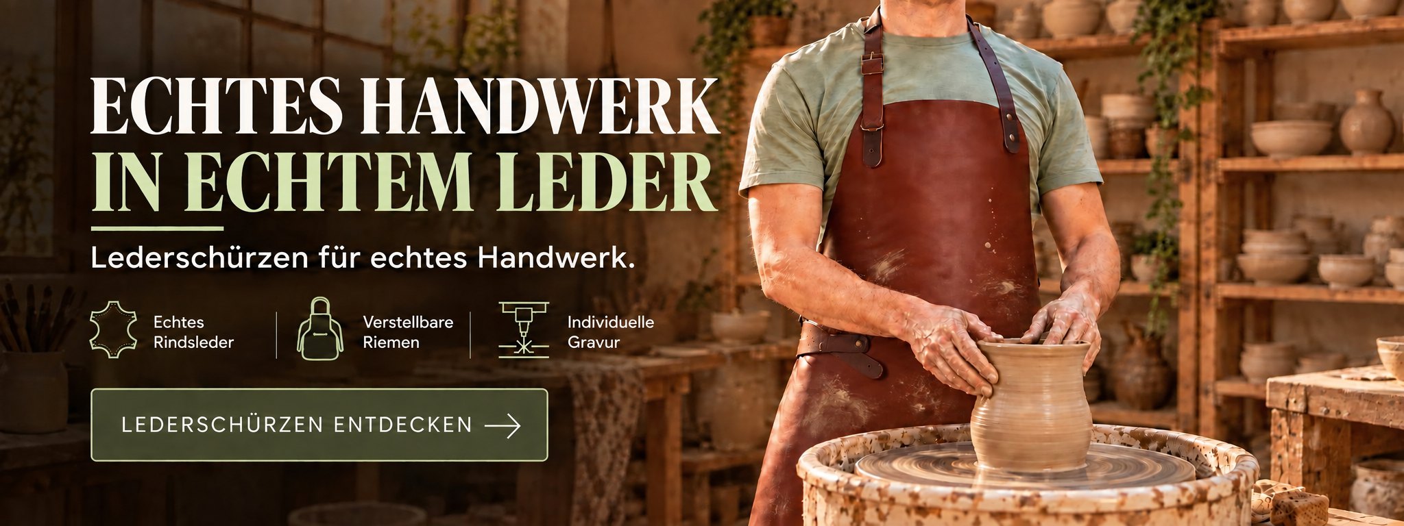 KANEX – pottery hero DE/AT – desktop – September 2026 Lederschürzen für echtes Handwerk – alle Lederschürzen entdecken